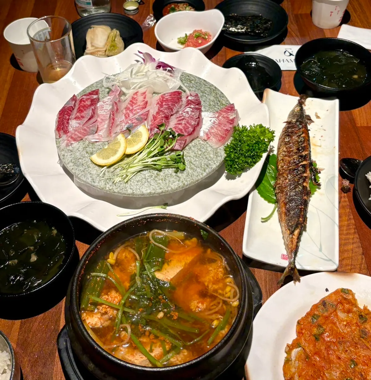 A plate of seasonal barley mullet sashimi