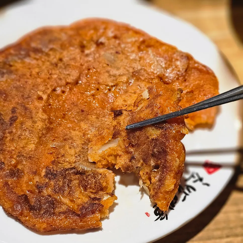 Self-serve pancake fried in a pan
