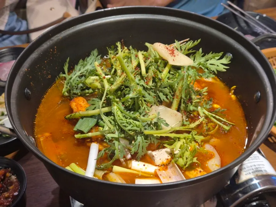 Spicy fish bone stew served at the end of the meal