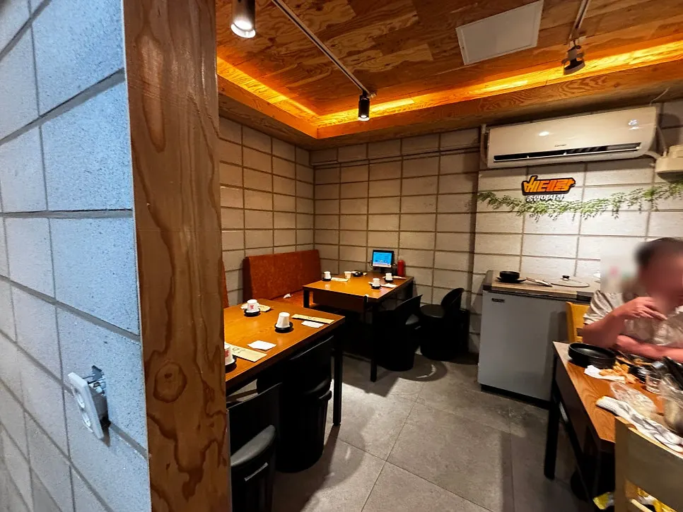 Room-style seating space inside