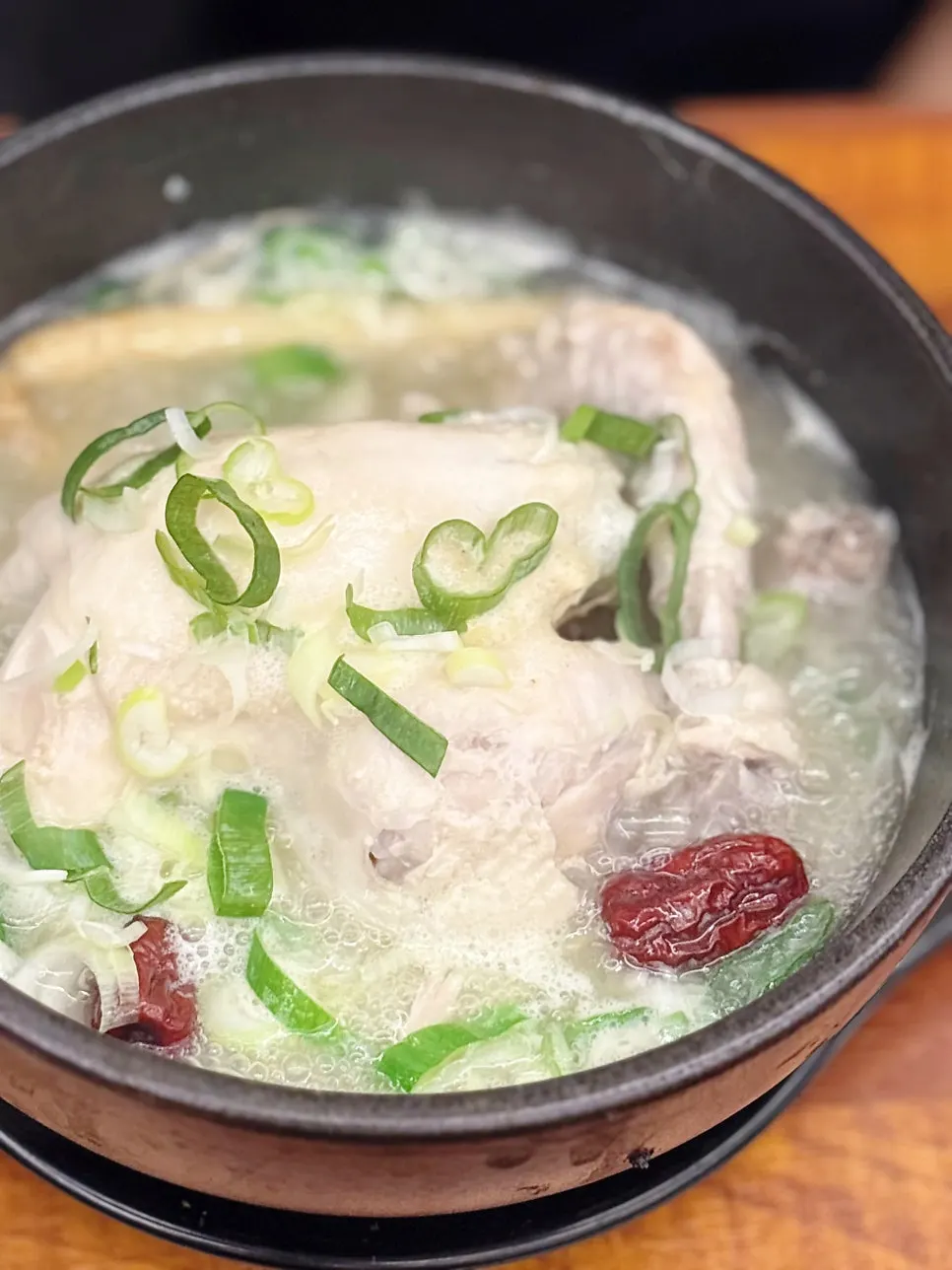 Samgyetang with a large, plump whole chicken