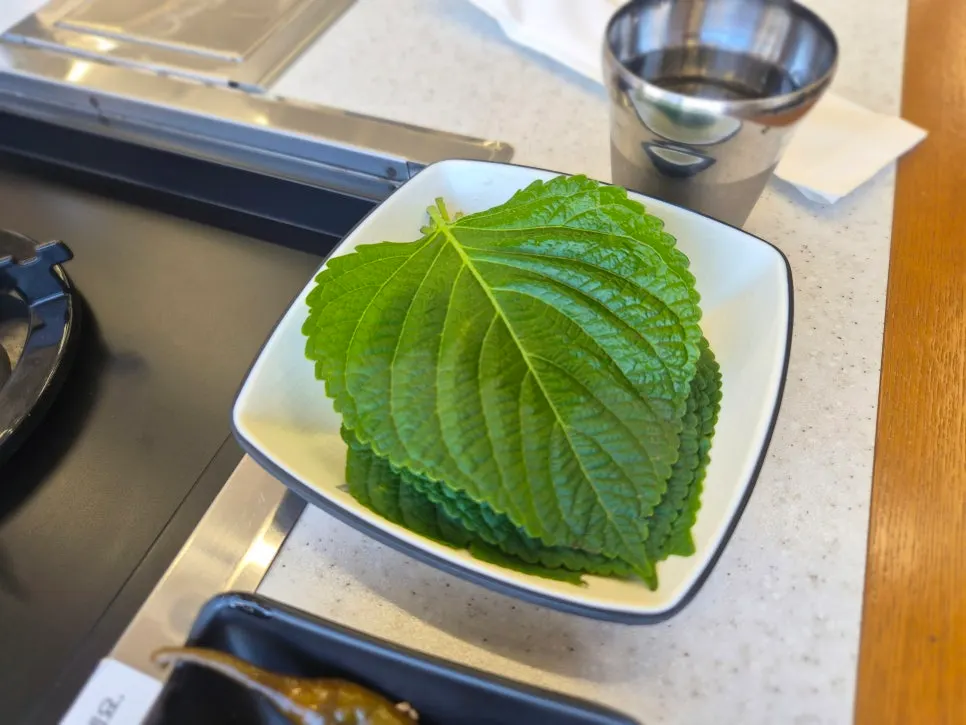 Generous serving of perilla leaf side dish