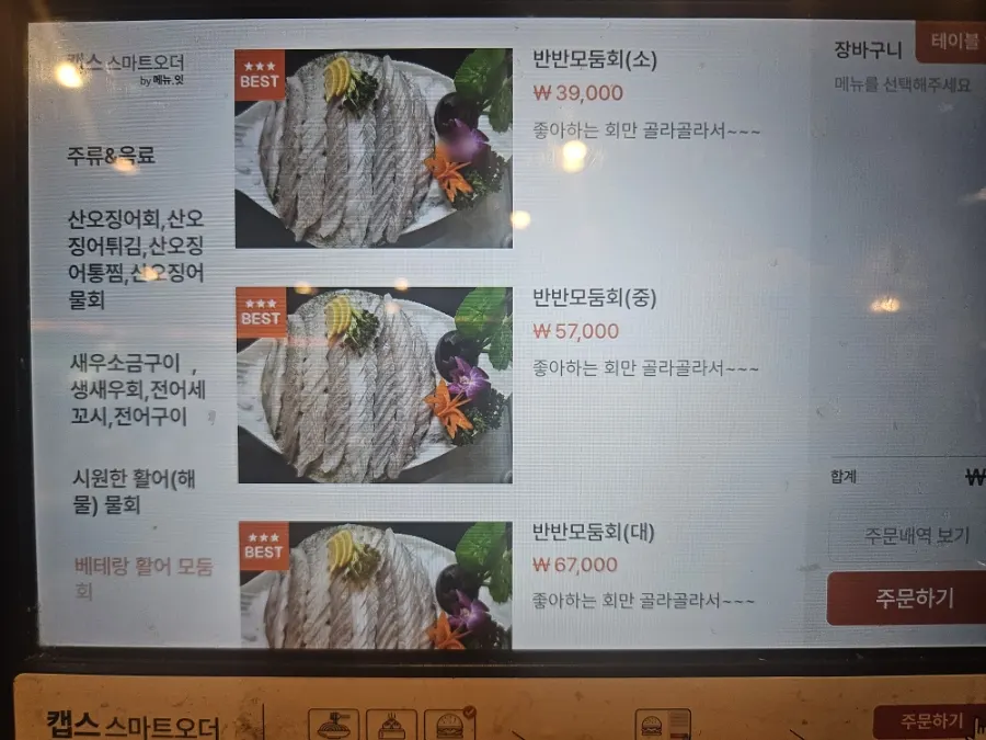 Menu board for the chef's recommended assorted sashimi