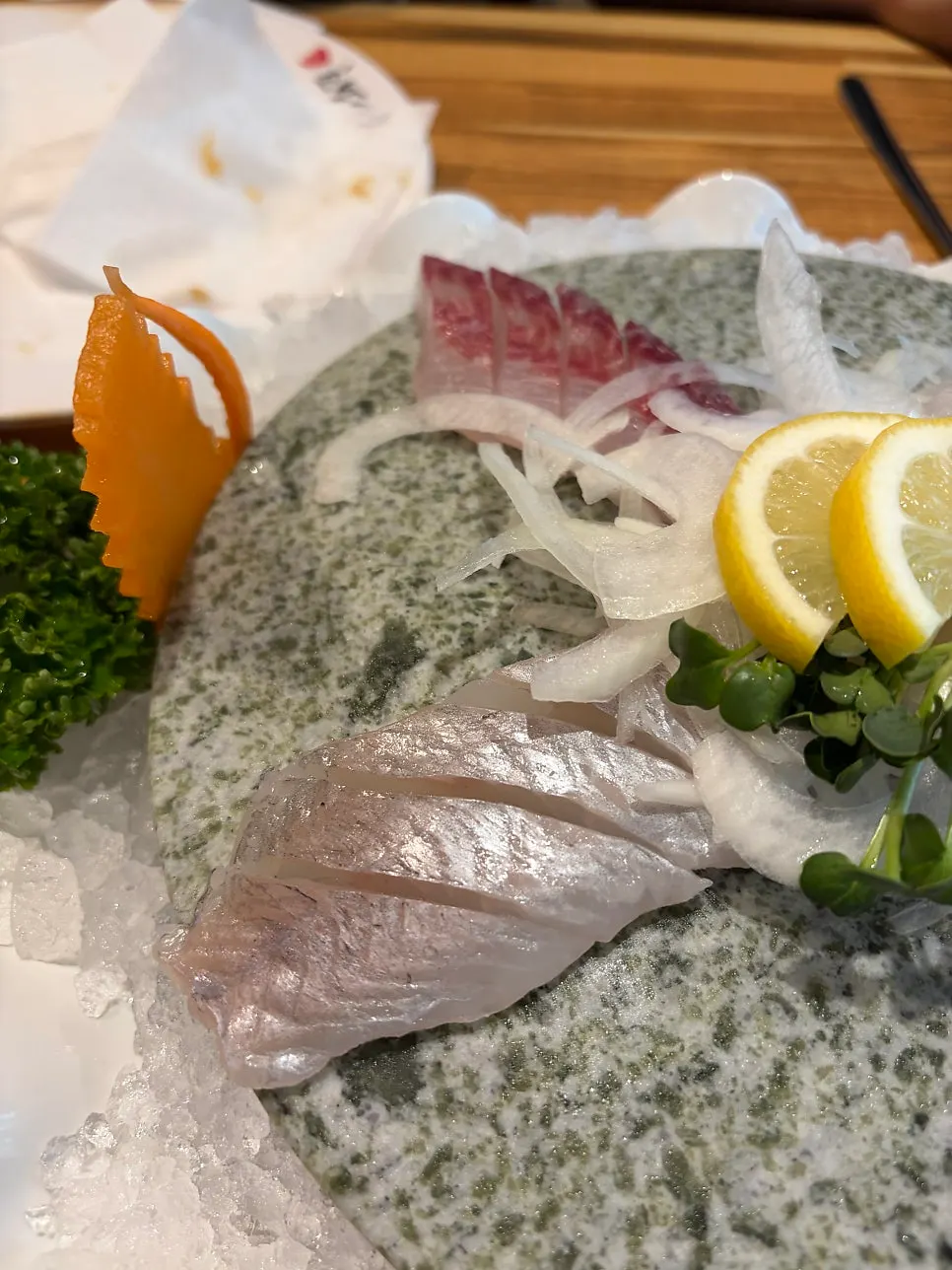Main sashimi plate portioned for two people