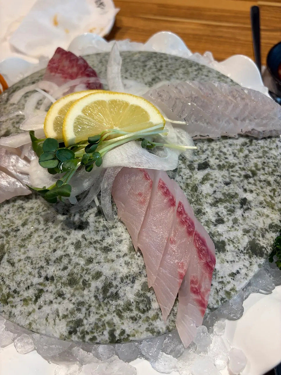 Plate of chewy rockfish sashimi