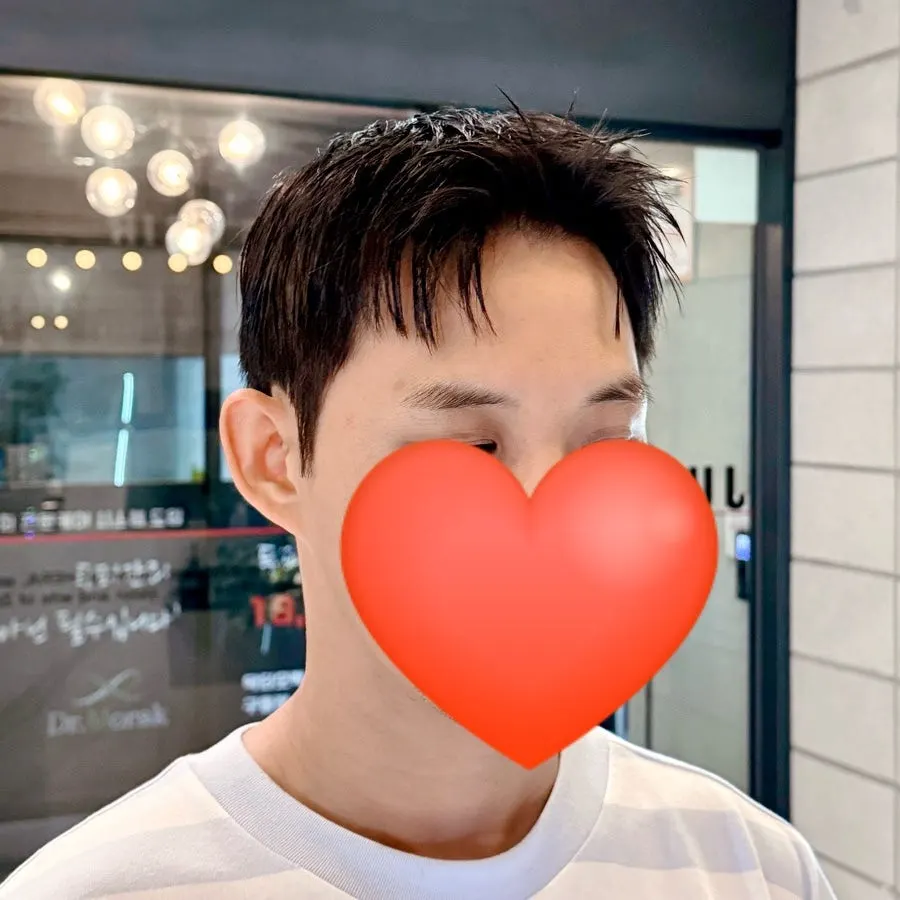 옆머리와 앞머리 다운펌 시술 과정
