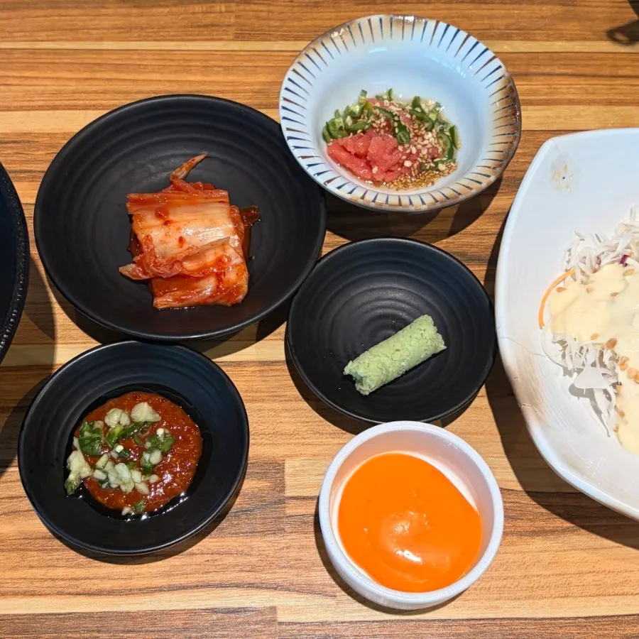 Table set with basic side dishes