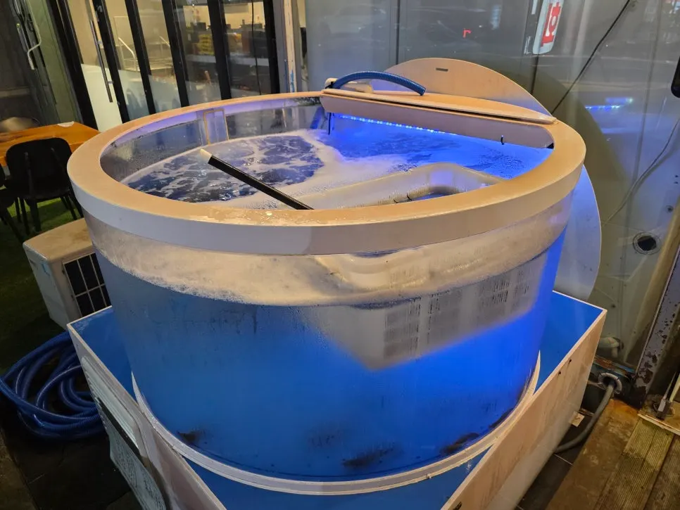 Acuario del restaurante de sashimi junto a la entrada