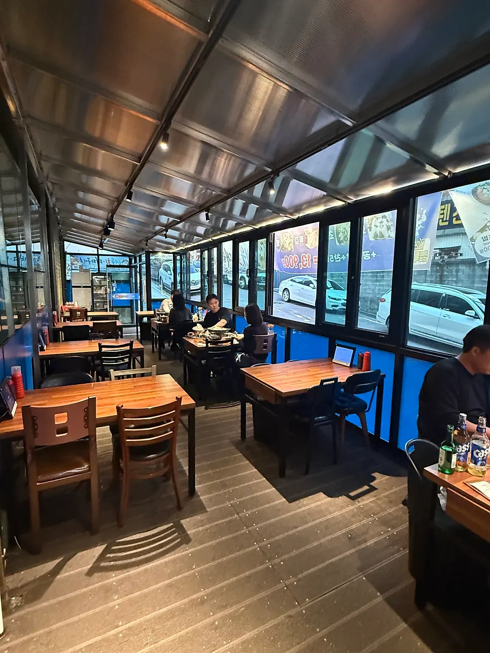 Interior of the sashimi restaurant with spacious tables