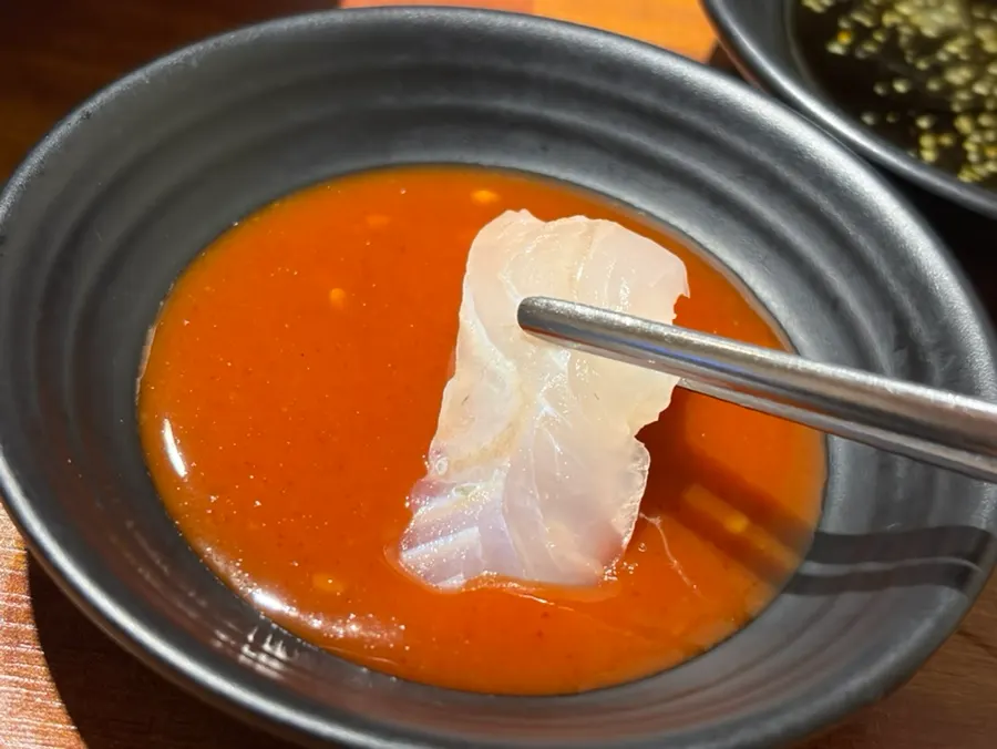 Incheon gizzard shad sashimi dipped in ssamjang
