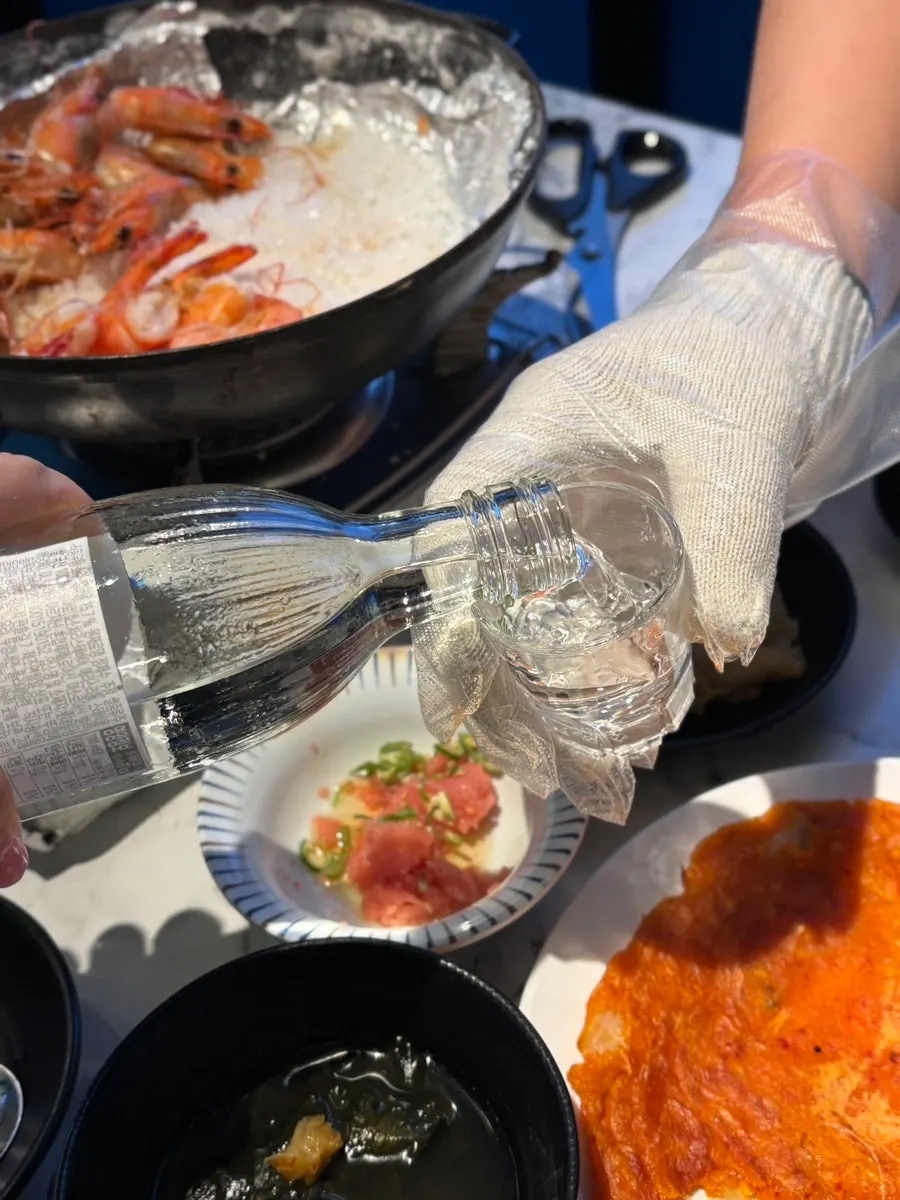 Springy shrimp meat with a shot of soju