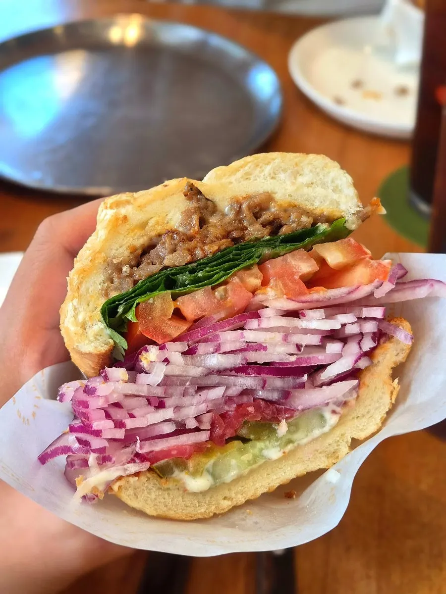 Perilla leaf bulgogi sandwich with vegetables