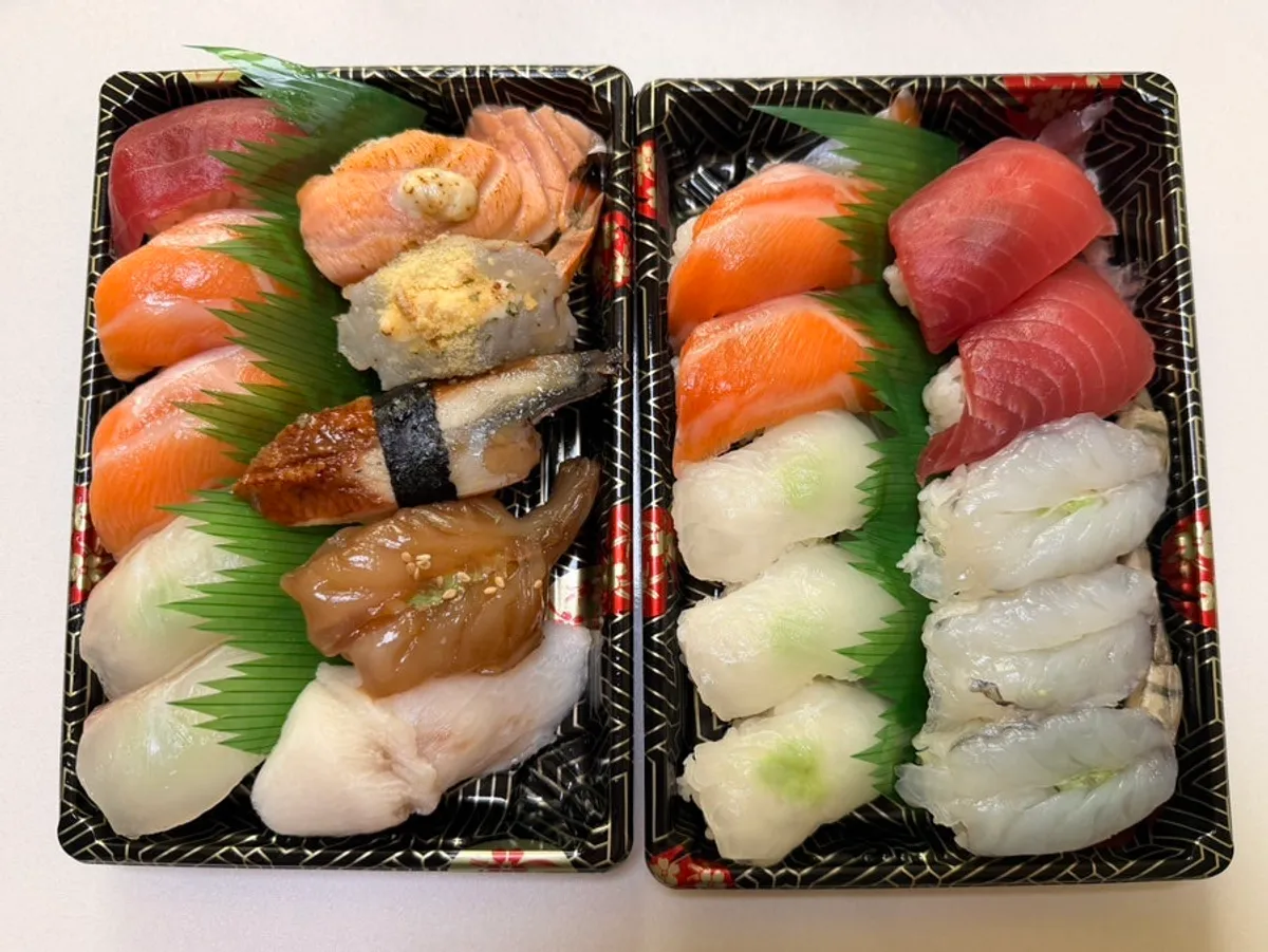 Special Sushi and Special Mixed Sushi laid out after unpacking
