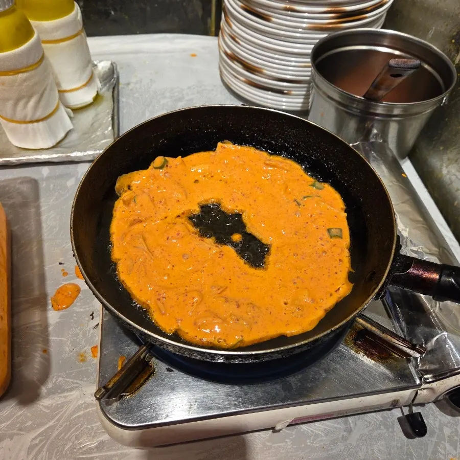 A plate of crispy fried kimchi pancake