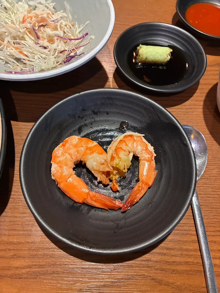Peeled, plump shrimp meat