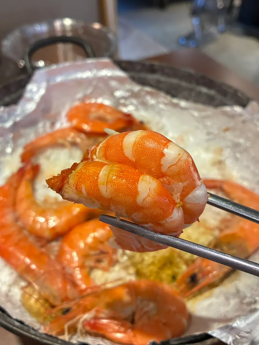 Large, meat-packed grilled shrimp