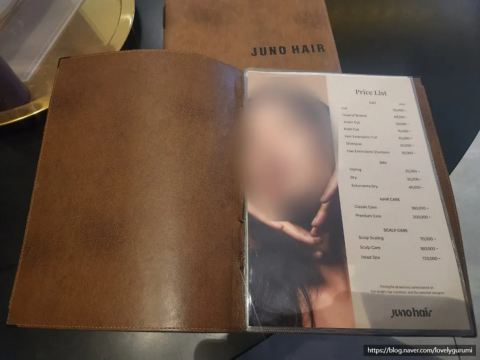 Price guide by service at Juno Hair Guwol-dong Rodeo Branch