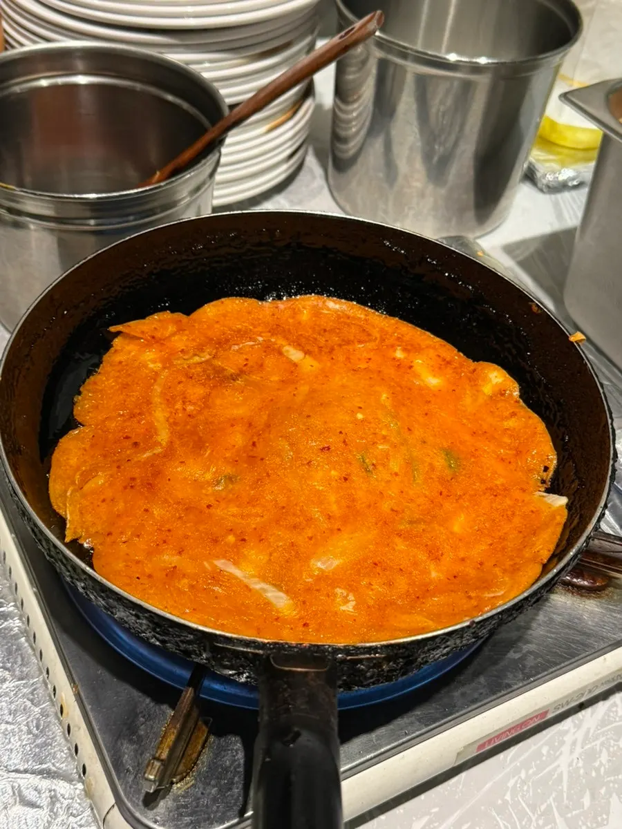 DIY kimchi pancake batter station