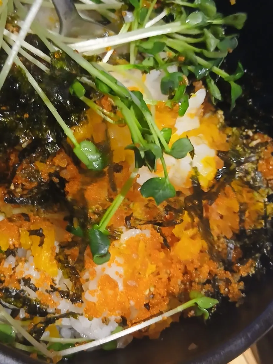 Roe rice topped generously with fish roe