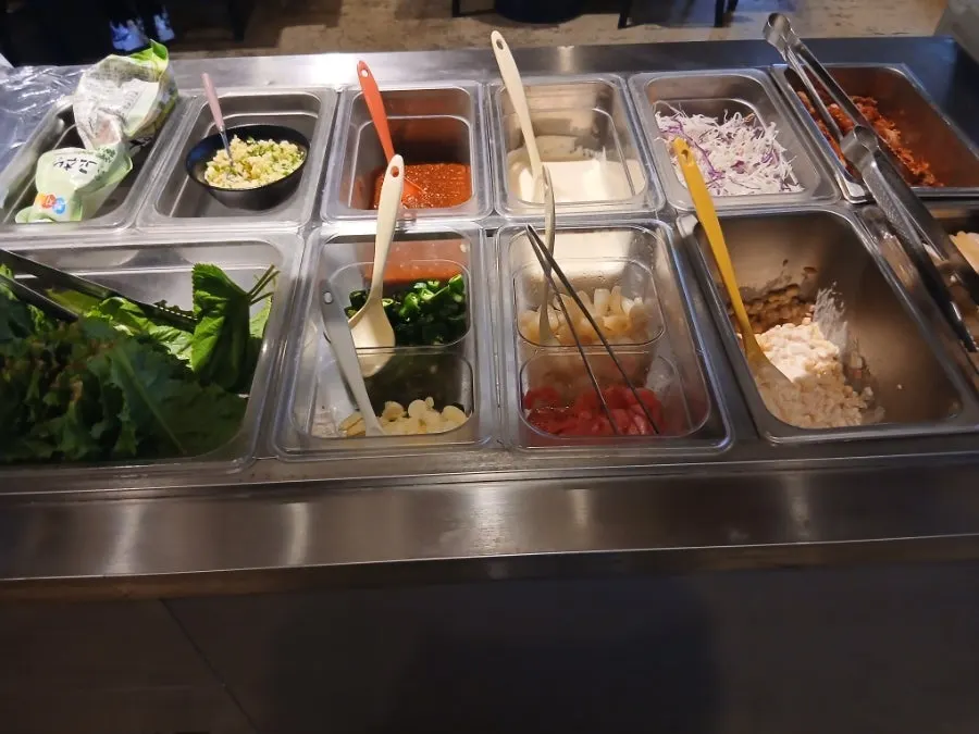 Kimchi pancake made at the self-service bar