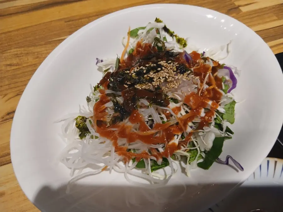Corn mayo and ssam vegetables at the self-service bar