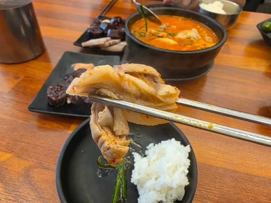 칼칼한 국물의 얼큰순대국 한 그릇