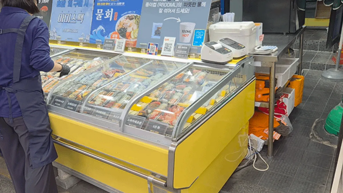 Clean sushi shop maintained by staff