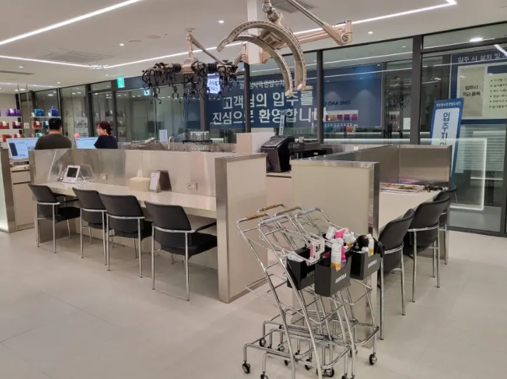 Neatly arranged treatment seats at the salon