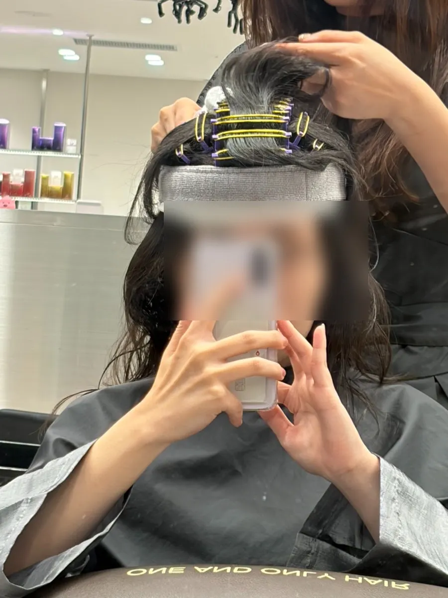 Side view of the root volume perm in progress