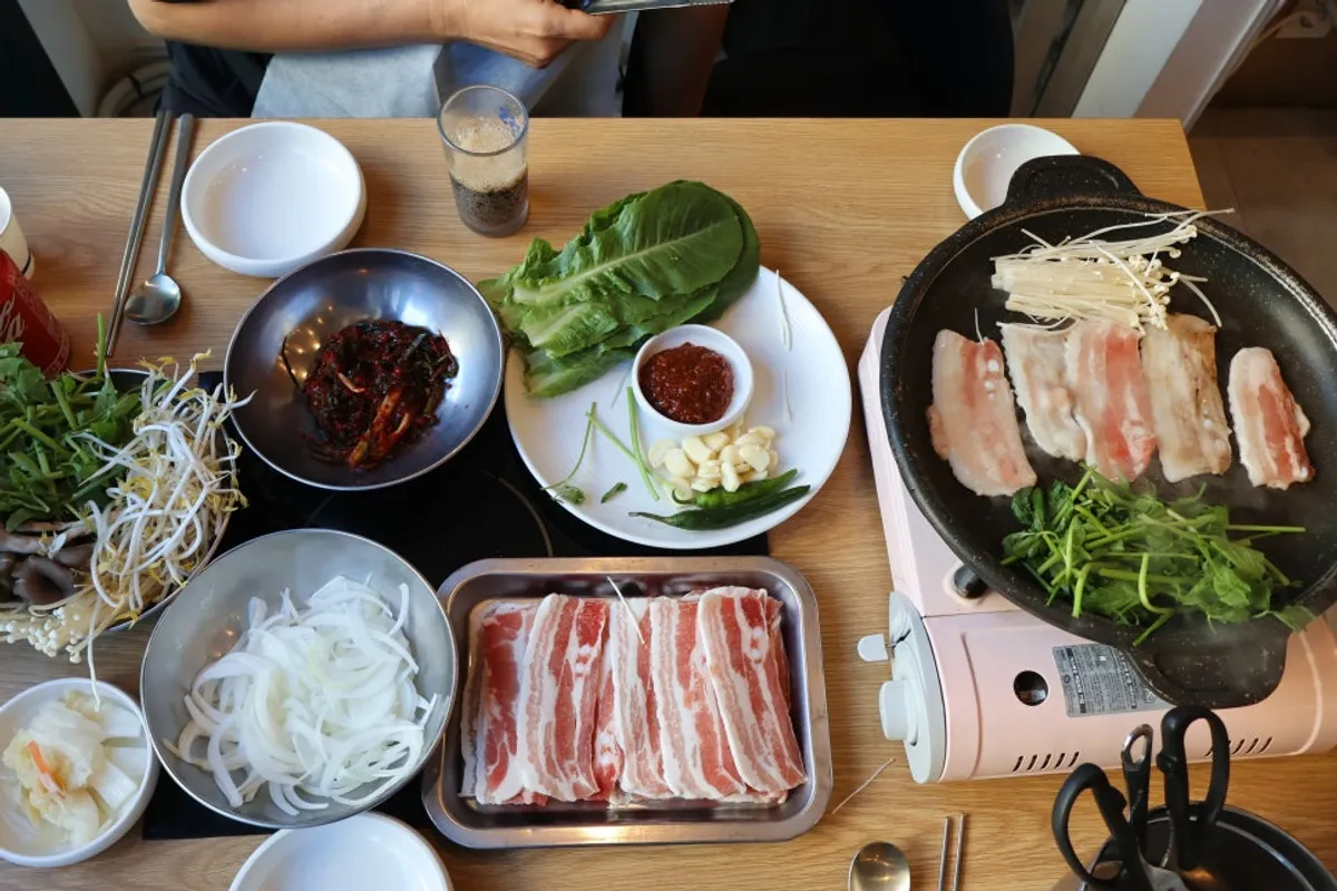 청록미나리식당 과천점 미나리 냉삼겹살 한 상