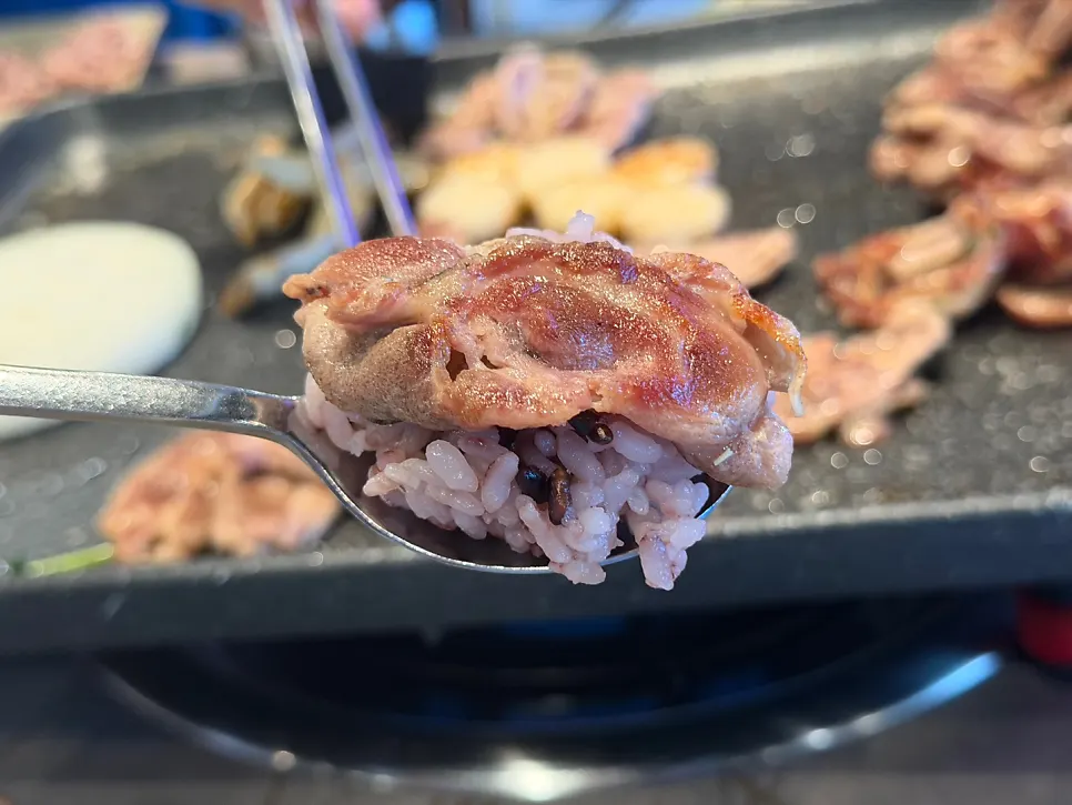 Crispy grilled duck brisket with side dishes
