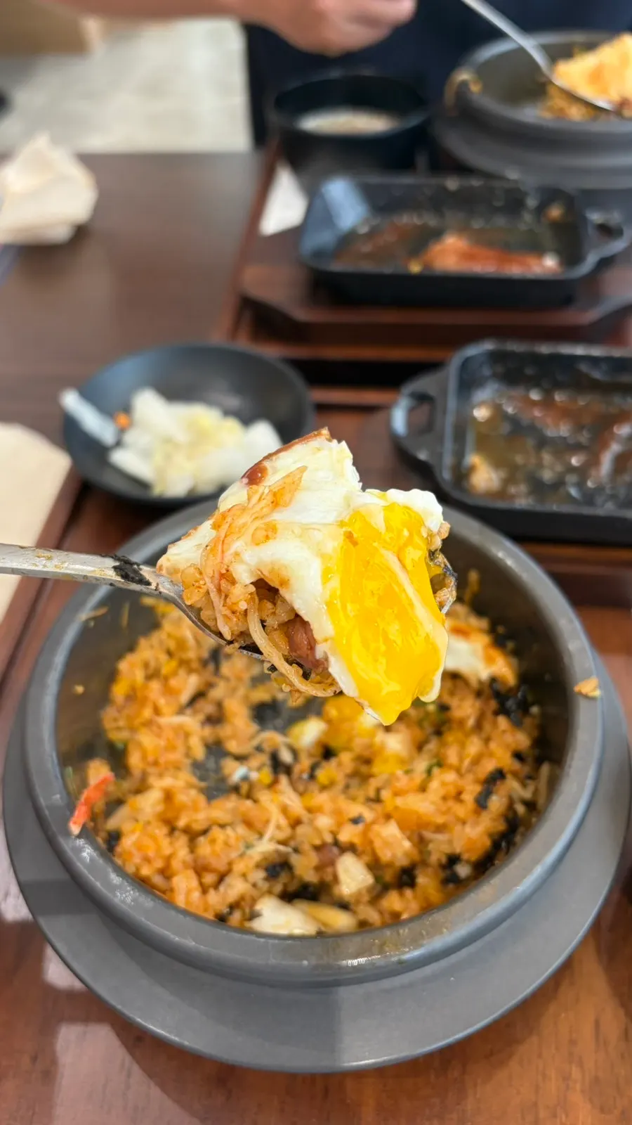 Korean beef tteokgalbi served with hot stone roe rice