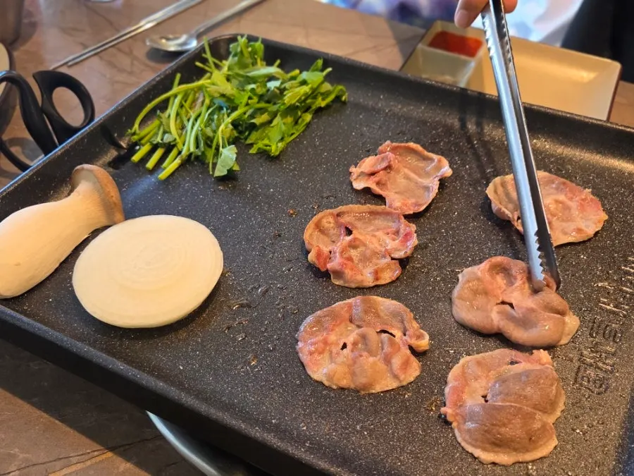 Close-up of a piece of duck chadol BBQ