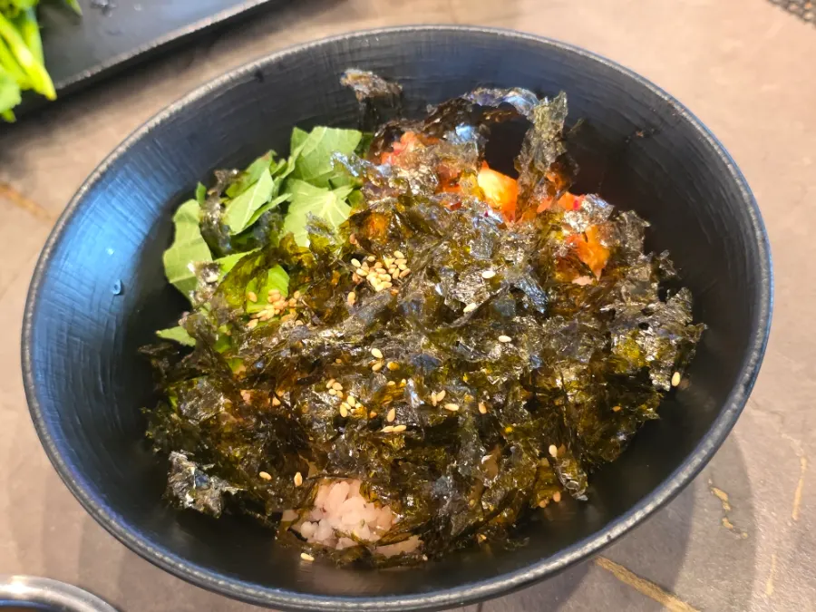 Self-fried rice cooked in the leftover stir-fry sauce