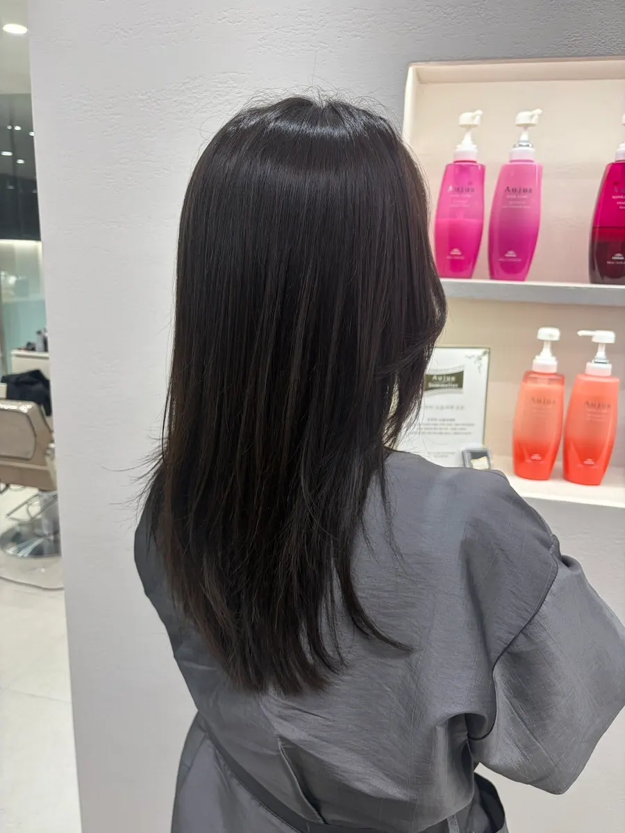 Hair after a matte brown tone-down color