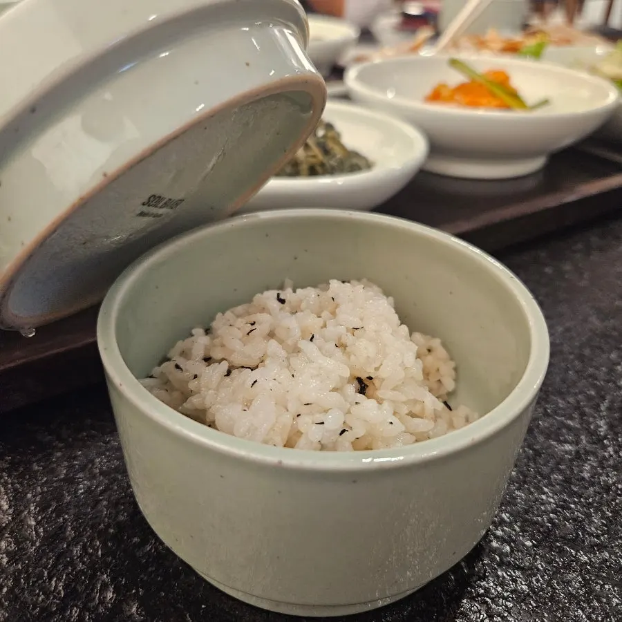 A bowl of tot rice served with the set meal
