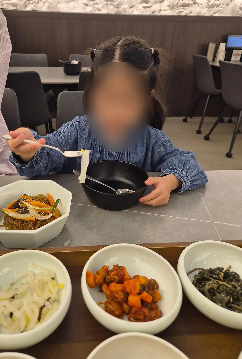 Napa cabbage kimchi served alongside the seaweed soup