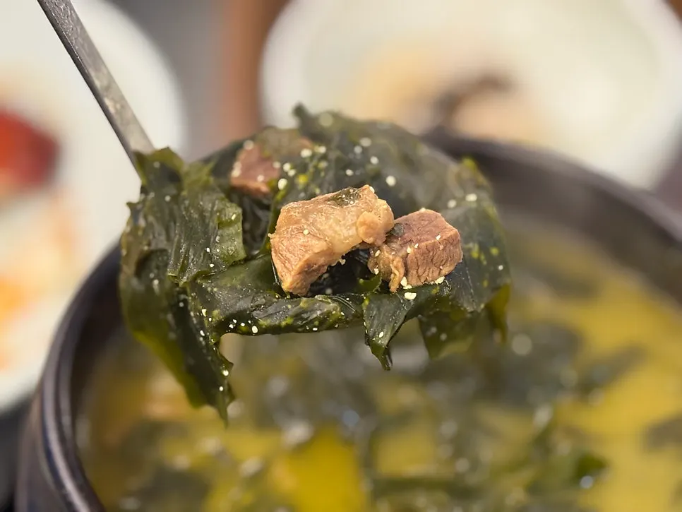 Beef seaweed soup loaded with generous beef