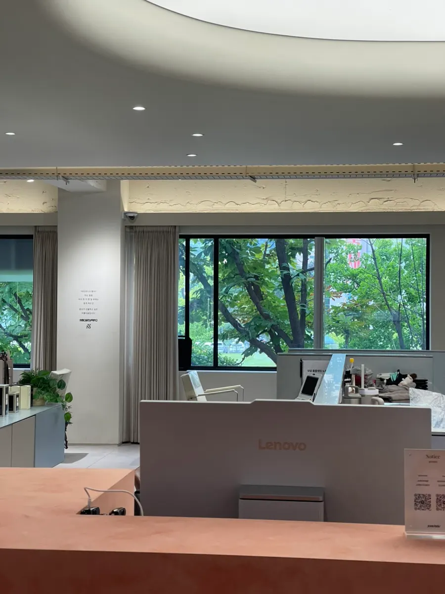 Salon seating area by the window