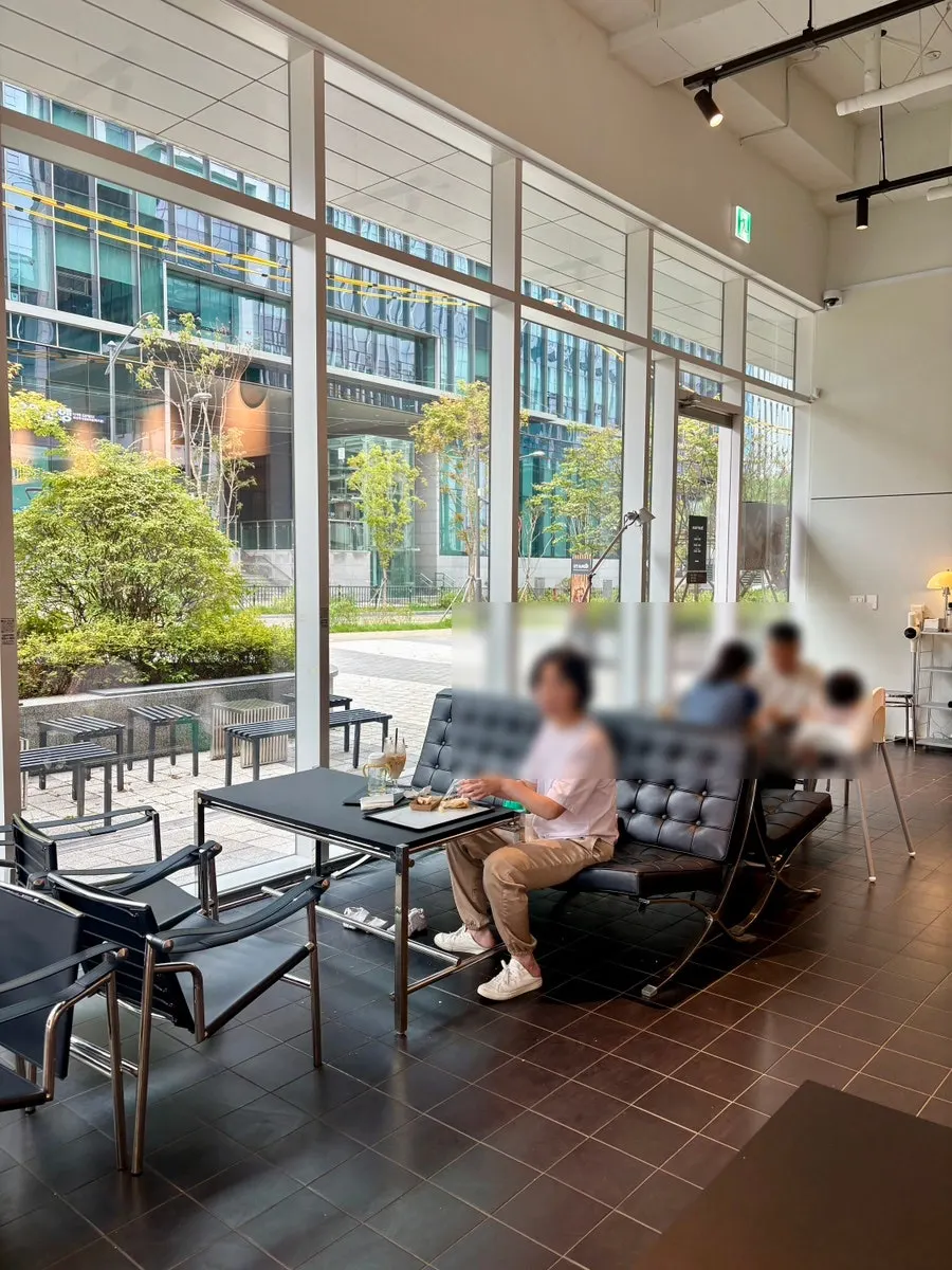 Café interior with warm lighting