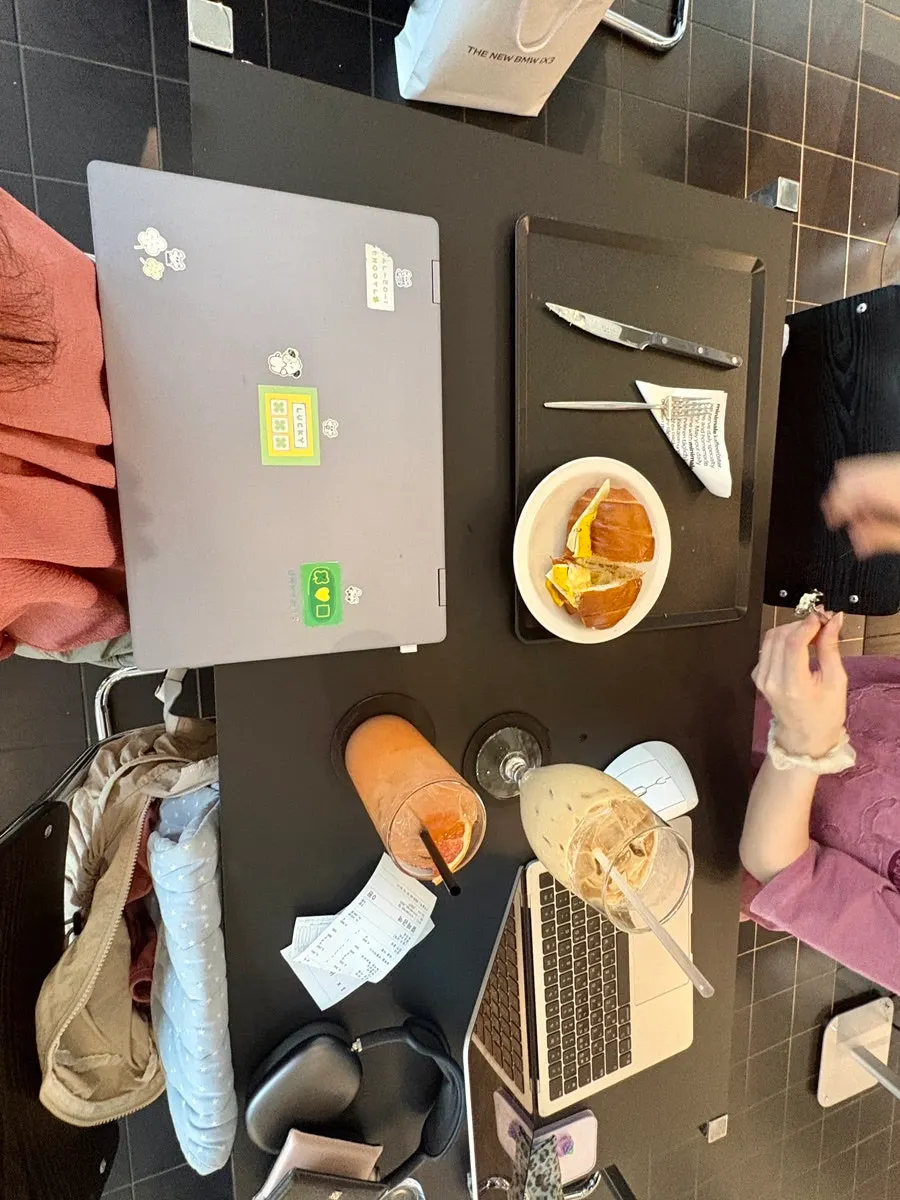 Table scene while working at the café