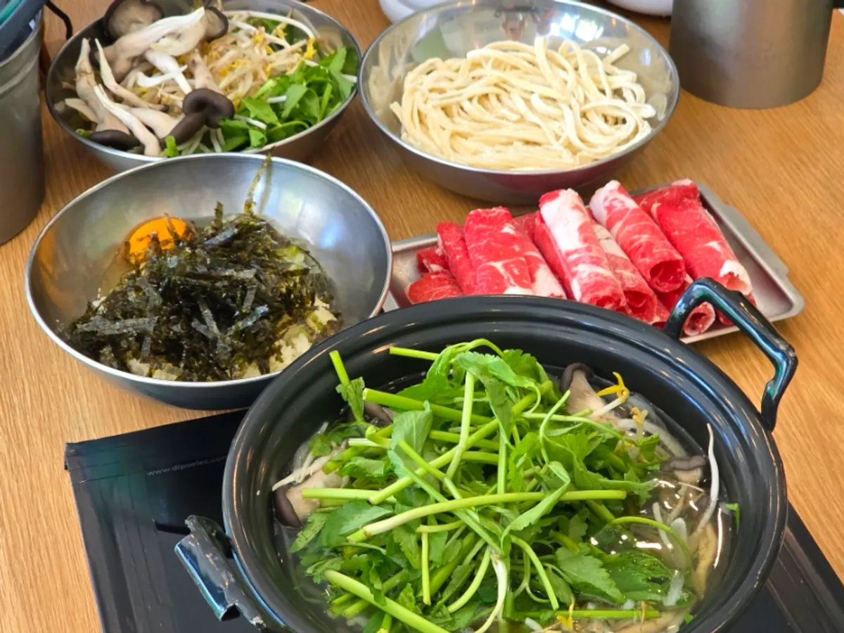 청록미나리식당 과천점 미나리 샤브샤브 한 상