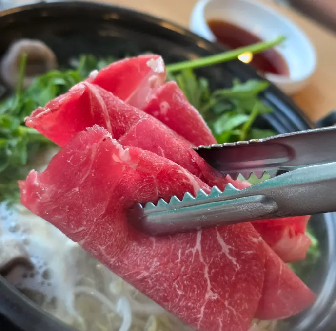 Lightly cooked hot pot beef