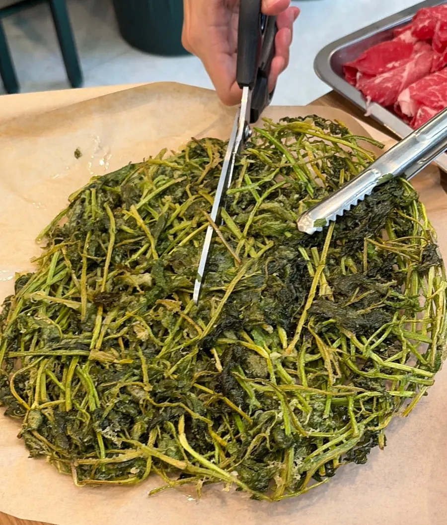 Crispy fried minari pancake