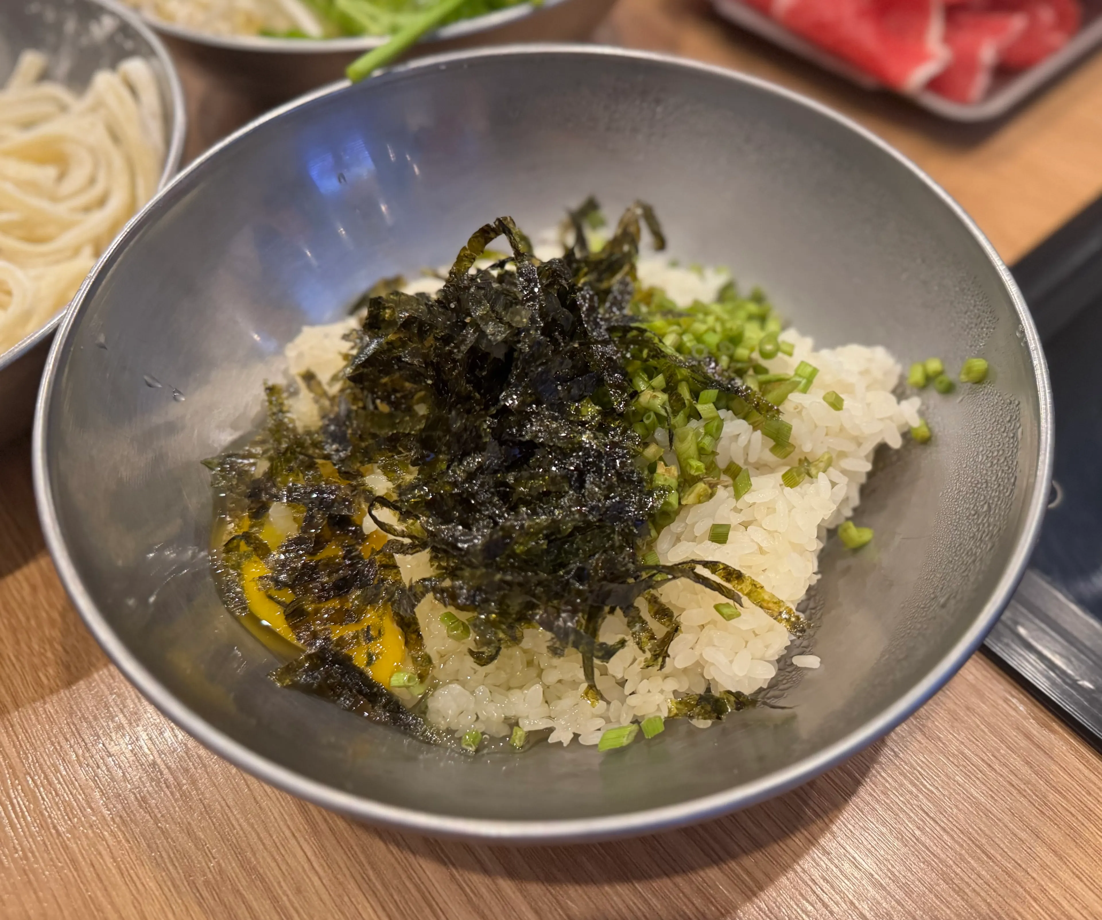 Finishing ingredients for choosing porridge or fried rice