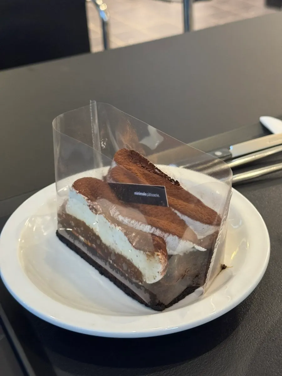 Iced Helsinki Latte with coffee and milk in layers