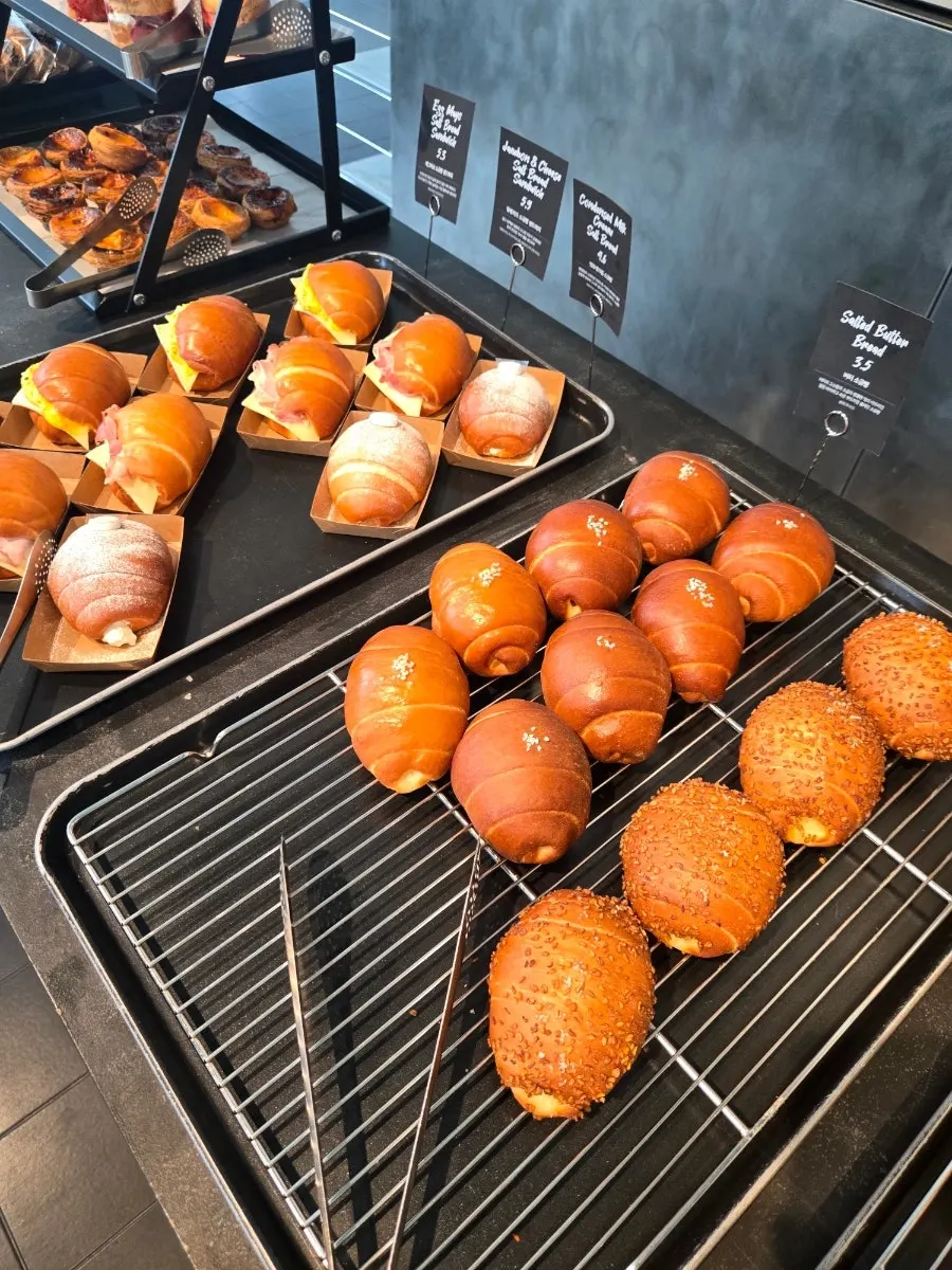 Egg tarts on display