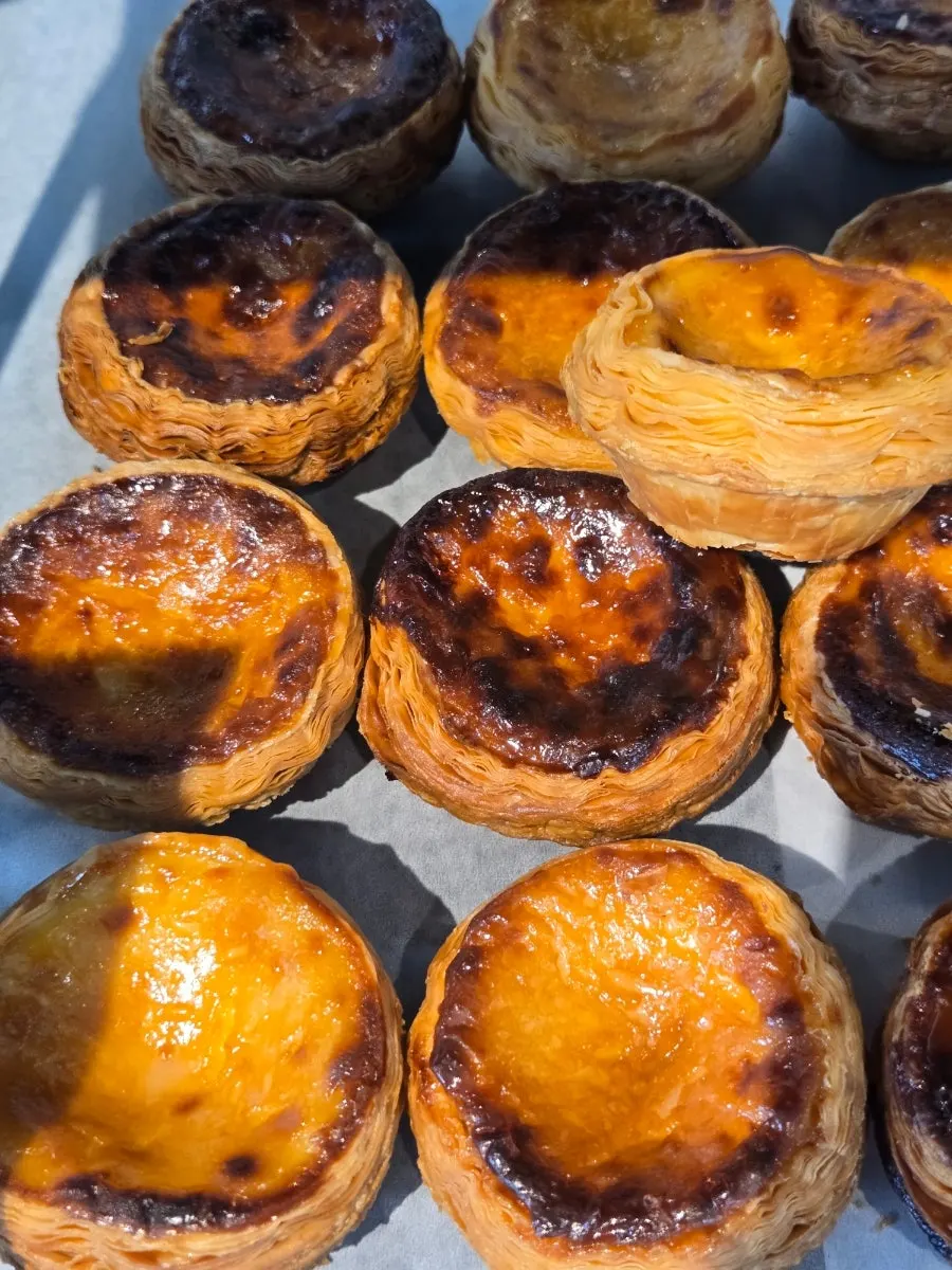 Close-up view of the bread display case