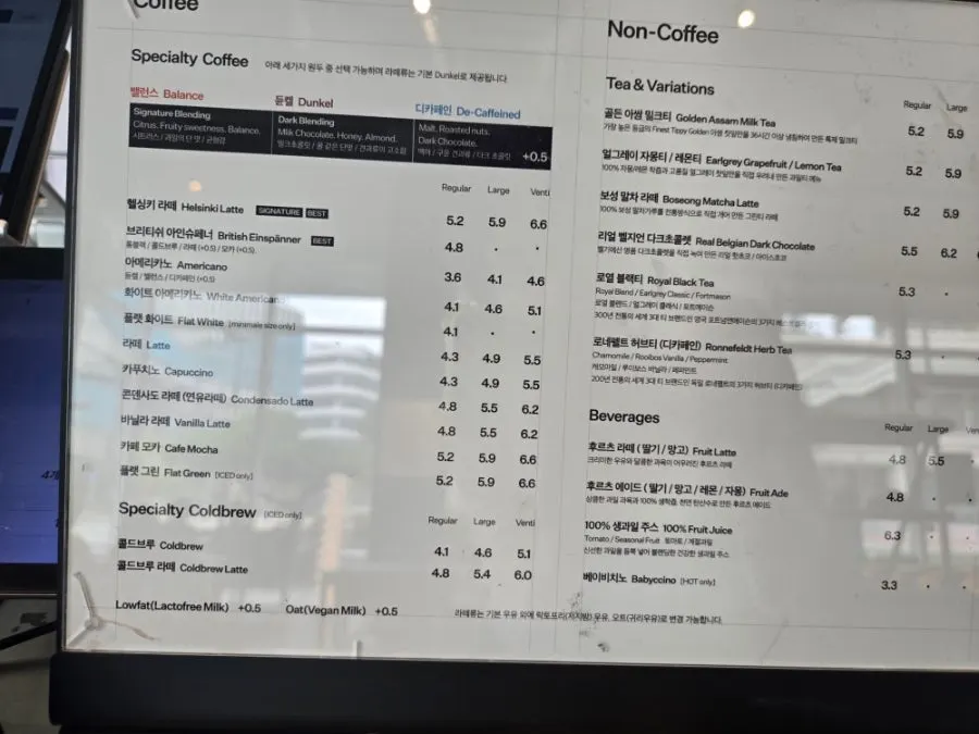 Café drink menu board