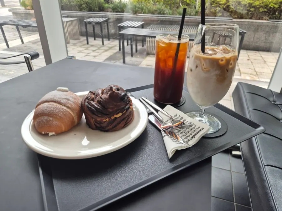 A plate with original babka and cream salt bread